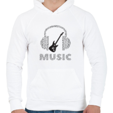 PRINTFASHION Zene - Férfi kapucnis pulóver - Fehér férfi pulóver, kardigán