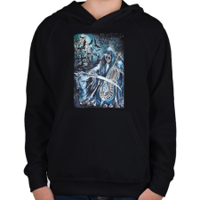 PRINTFASHION zenélő kaszás - Gyerek kapucnis pulóver - Fekete gyerek pulóver, kardigán