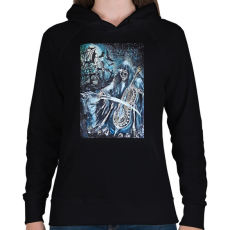 PRINTFASHION zenélő kaszás - Női kapucnis pulóver - Fekete