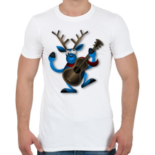 PRINTFASHION Zenélő szarvas - Férfi póló - Fehér férfi póló