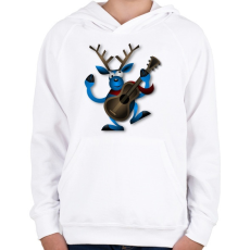 PRINTFASHION Zenélő szarvas - Gyerek kapucnis pulóver - Fehér
