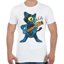 PRINTFASHION Zenész cica - Férfi póló - Fehér férfi póló