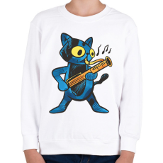 PRINTFASHION Zenész cica - Gyerek pulóver - Fehér