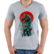 PRINTFASHION Zenész és a pitbull - Férfi V-nyakú póló - Sport szürke férfi póló