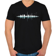 PRINTFASHION Zeneváros - Férfi V-nyakú póló - Fekete férfi póló