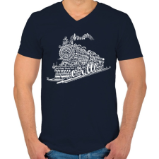 PRINTFASHION Zenevonat - Férfi V-nyakú póló - Sötétkék férfi póló