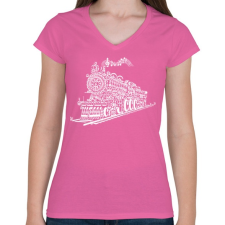 PRINTFASHION Zenevonat - Női V-nyakú póló - Rózsaszín női póló