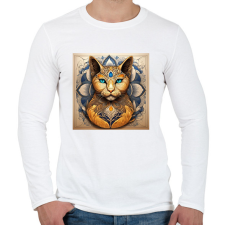 PRINTFASHION Zentangle macskafej - Férfi hosszú ujjú póló - Fehér férfi póló