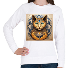 PRINTFASHION Zentangle macskafej - Női pulóver - Fehér