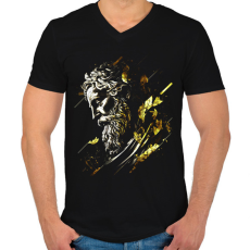 PRINTFASHION Zeusz design - Férfi V-nyakú póló - Fekete