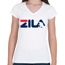 PRINTFASHION ZILA - Női V-nyakú póló - Fehér női póló