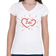 PRINTFASHION Zita - Női V-nyakú póló - Fehér