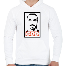 PRINTFASHION Zlatan God - Férfi kapucnis pulóver - Fehér