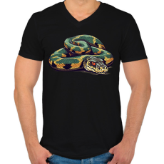 PRINTFASHION Zöld anakonda - Férfi V-nyakú póló - Fekete