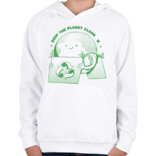 PRINTFASHION Zöld bolygó - Gyerek kapucnis pulóver - Fehér gyerek pulóver, kardigán