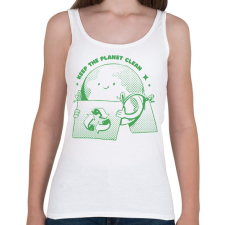 PRINTFASHION Zöld bolygó - Női atléta - Fehér női trikó