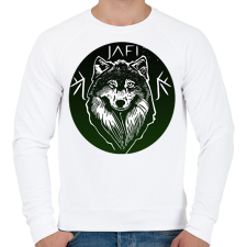 PRINTFASHION zöld farkas - Férfi pulóver - Fehér férfi pulóver, kardigán