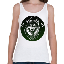 PRINTFASHION zöld farkas - Női atléta - Fehér női trikó