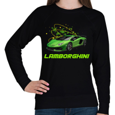 PRINTFASHION Zöld lamborghini - Női pulóver - Fekete női pulóver, kardigán