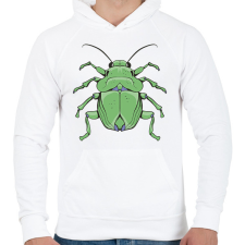PRINTFASHION Zöld Poloska - Férfi kapucnis pulóver - Fehér férfi pulóver, kardigán