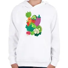 PRINTFASHION Zöldségek és gyümölcsök - Gyerek kapucnis pulóver - Fehér gyerek pulóver, kardigán