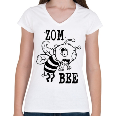 PRINTFASHION Zombeee - Női V-nyakú póló - Fehér