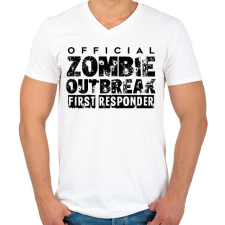 PRINTFASHION Zombi apokalipszis - Férfi V-nyakú póló - Fehér férfi póló