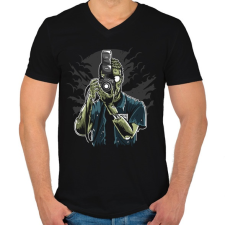 PRINTFASHION Zombi fotós - Férfi V-nyakú póló - Fekete férfi póló