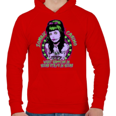 PRINTFASHION Zombi kaszinó - Férfi kapucnis pulóver - Piros
