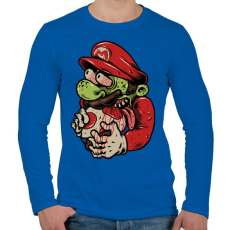 PRINTFASHION Zombi Mario - Férfi hosszú ujjú póló - Királykék