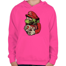 PRINTFASHION Zombi Mario - Gyerek kapucnis pulóver - Fukszia