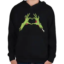 PRINTFASHION Zombi szív - Gyerek kapucnis pulóver - Fekete gyerek pulóver, kardigán