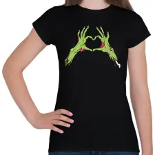 PRINTFASHION Zombi szív - Női póló - Fekete női póló