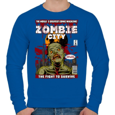 PRINTFASHION Zombi város - Férfi pulóver - Királykék