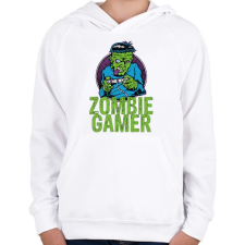 PRINTFASHION Zombie gamer - Gyerek kapucnis pulóver - Fehér gyerek pulóver, kardigán