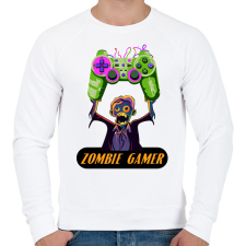 PRINTFASHION Zombie Gamer (Konzol) - Férfi pulóver - Fehér férfi pulóver, kardigán