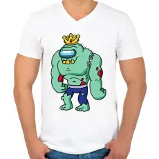 PRINTFASHION Zombie king - Férfi V-nyakú póló - Fehér