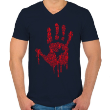 PRINTFASHION Zombikéz - Férfi V-nyakú póló - Sötétkék férfi póló