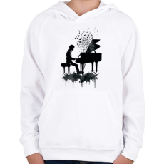 PRINTFASHION Zongorista - Gyerek kapucnis pulóver - Fehér