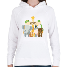 PRINTFASHION Zoo - Női kapucnis pulóver - Fehér