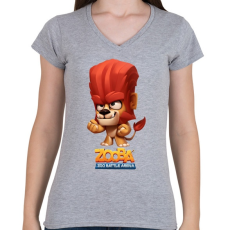 PRINTFASHION Zooba - Duke  - Női V-nyakú póló - Sport szürke