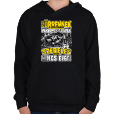 PRINTFASHION Zörrennek a szerszámok, peregnek az évek. Szerelés nélkül nincs élet! - Gyerek kapucnis pulóver - Fekete