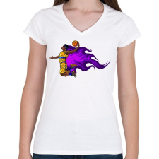 PRINTFASHION Zsákolás - Női V-nyakú póló - Fehér női póló