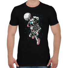 PRINTFASHION Zsákoló asztronauta - Férfi póló - Fekete férfi póló