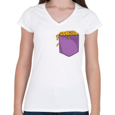 PRINTFASHION ZSEB-Aranyérmék - Női V-nyakú póló - Fehér női póló