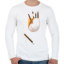 PRINTFASHION Zseb ecsettel - Férfi hosszú ujjú póló - Fehér férfi póló