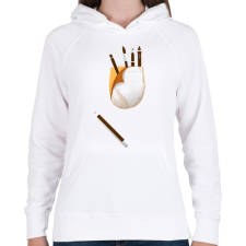 PRINTFASHION Zseb ecsettel - Női kapucnis pulóver - Fehér női pulóver, kardigán