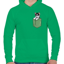 PRINTFASHION ZSEB-Husky - Férfi kapucnis pulóver - Zöld férfi pulóver, kardigán