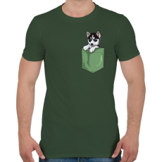 PRINTFASHION ZSEB-Husky - Férfi póló - Katonazöld