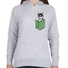 PRINTFASHION ZSEB-Husky - Női kapucnis pulóver - Sport szürke
